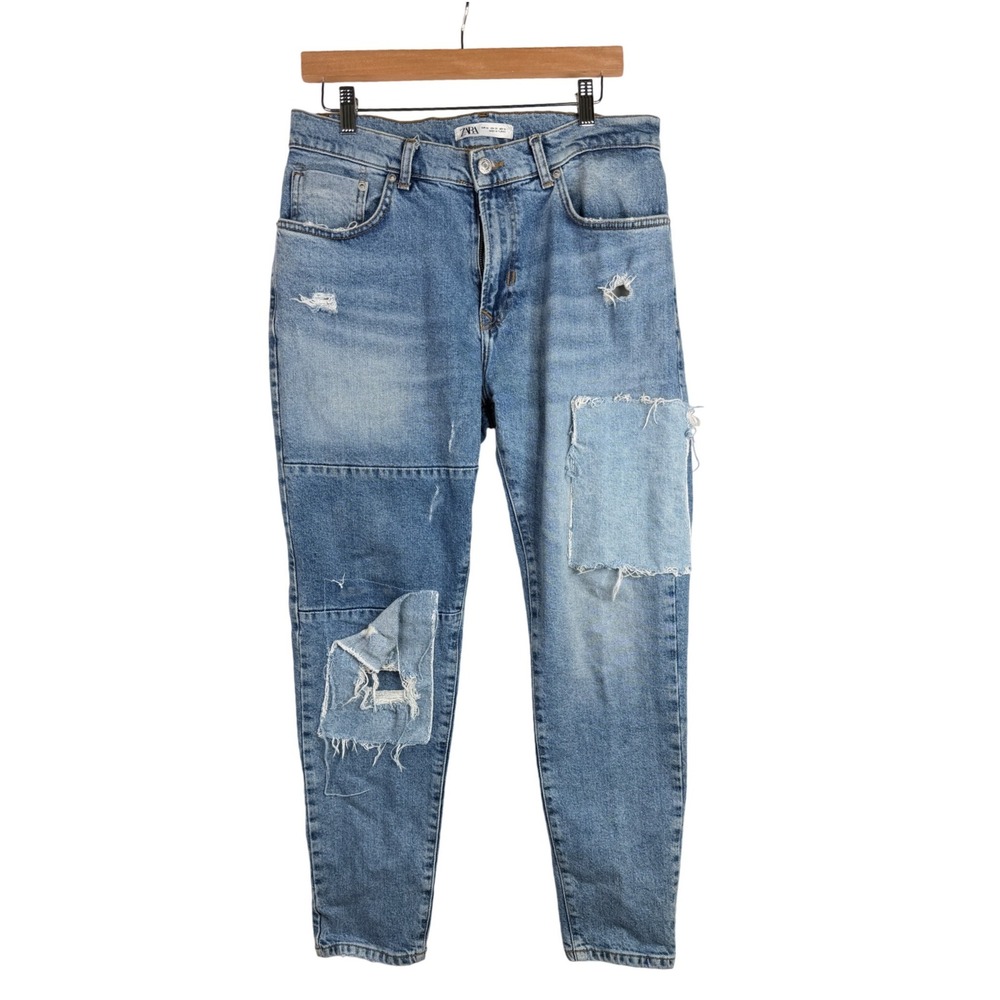 Zara Men's Distressed Patchwork Jeans size 32 Blue